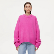 Oversized O-Neck Knit Sweater - Ariana