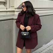 Burgundy Double-Breasted Blazer - Haley