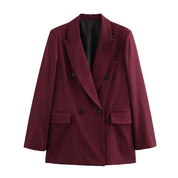 Burgundy Double-Breasted Blazer - Haley