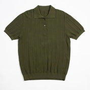 Buttoned Ribbed Knit Polo Shirt - Blake